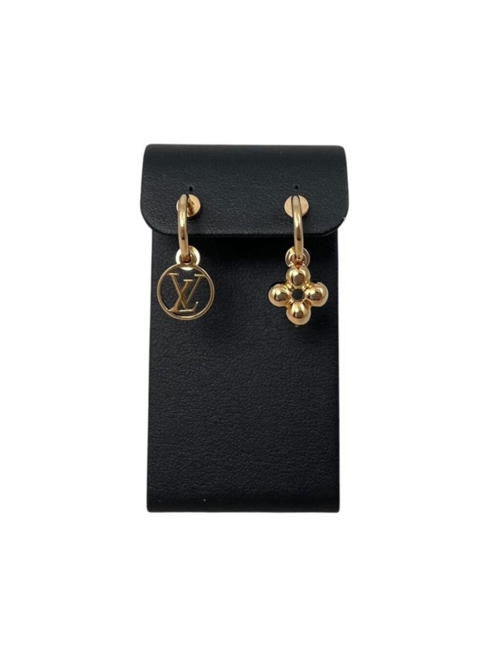 Louis Vuitton Earrings Blue Monogram Flower LV Circle Gold - Picture 1 of 8